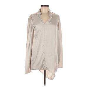 zero maria cornejo Beige Ivory Silky Draped collared Blouse 6